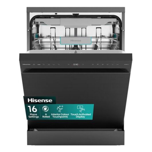 HISENSE HS663A90BXUK Full-size Dishwasher - Black Inox
